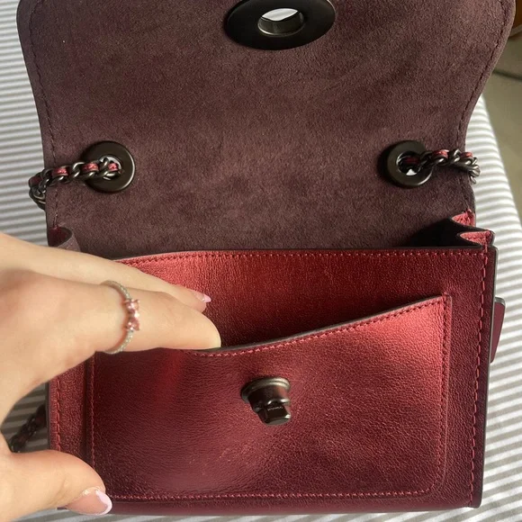 Coach Parker Handbag in Metallic Red Leather